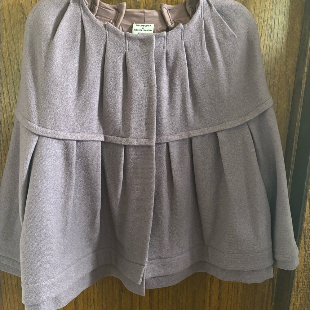 EUC ROMANTIC Wool PHILOSOPHY DI ALBERTA FERRETTI Lilac Caplet Jacket US 10